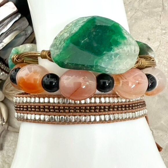 Fun Bracelet Bundle lot - Gemstone stone Sea Shell Beaded - Picture 2 of 4